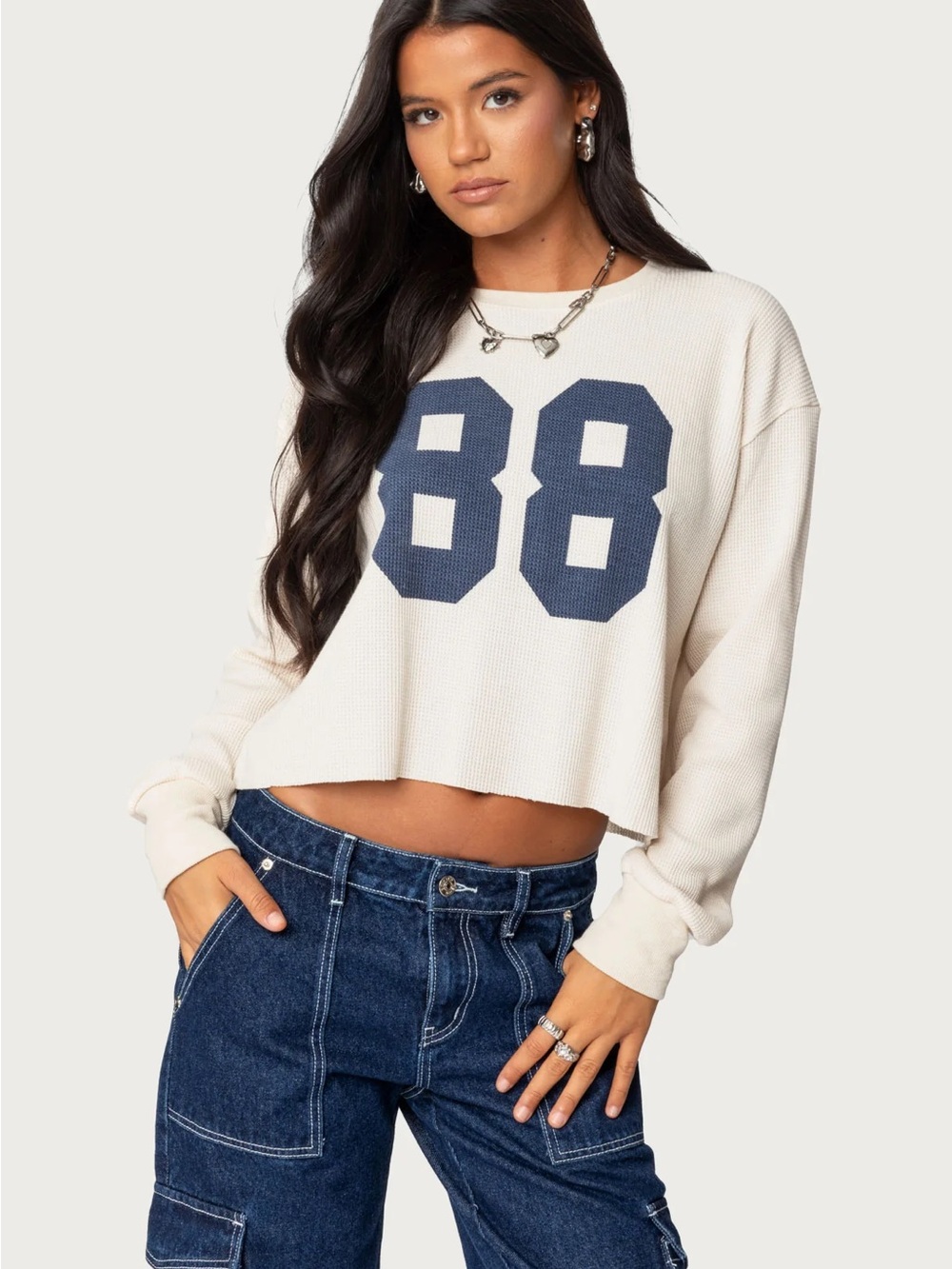 Edikted 88 Waffle Long Sleeve T Shirt